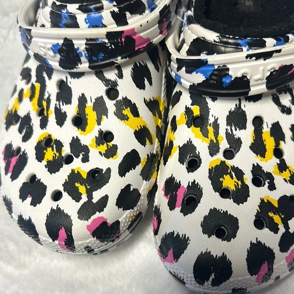 CROCS White and Yellow Slippers Vibrant Comfort